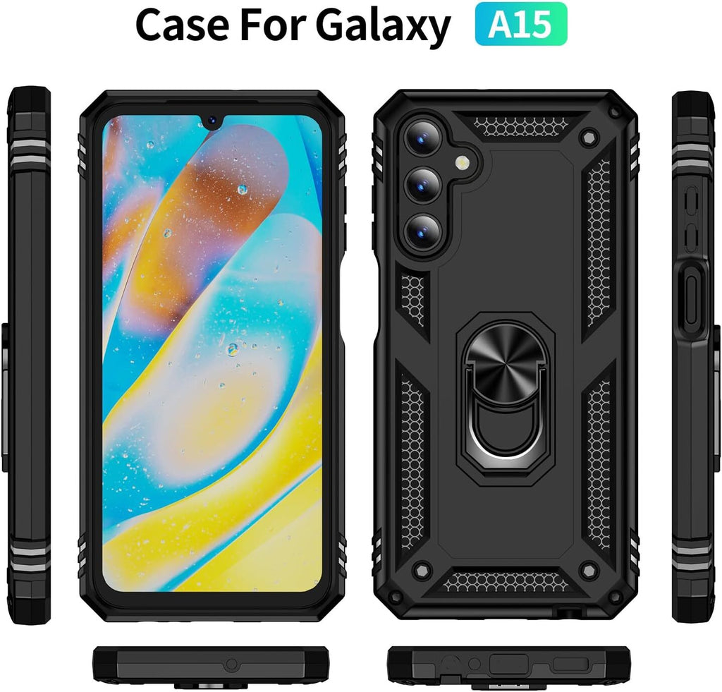 Case For Samsung Galaxy A15 TOUGH Shockproof ARMOUR Stand Phone Cover Ring Case