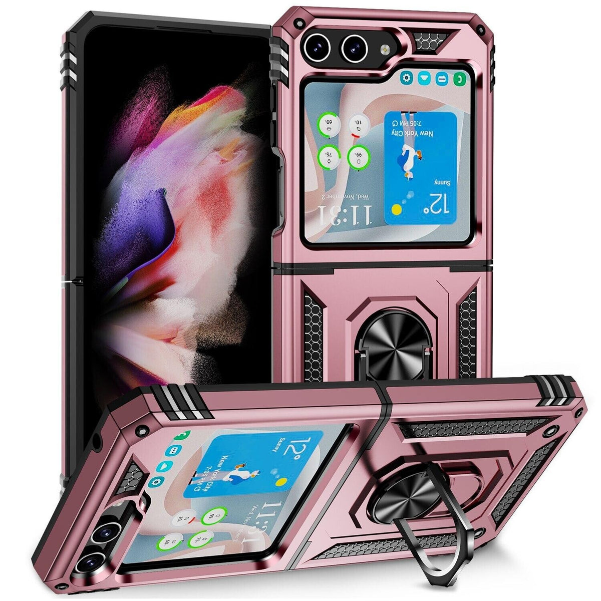 For Samsung Galaxy Z Flip 6 5 5G Case Shockproof Armor Ring Stand Phone Cover