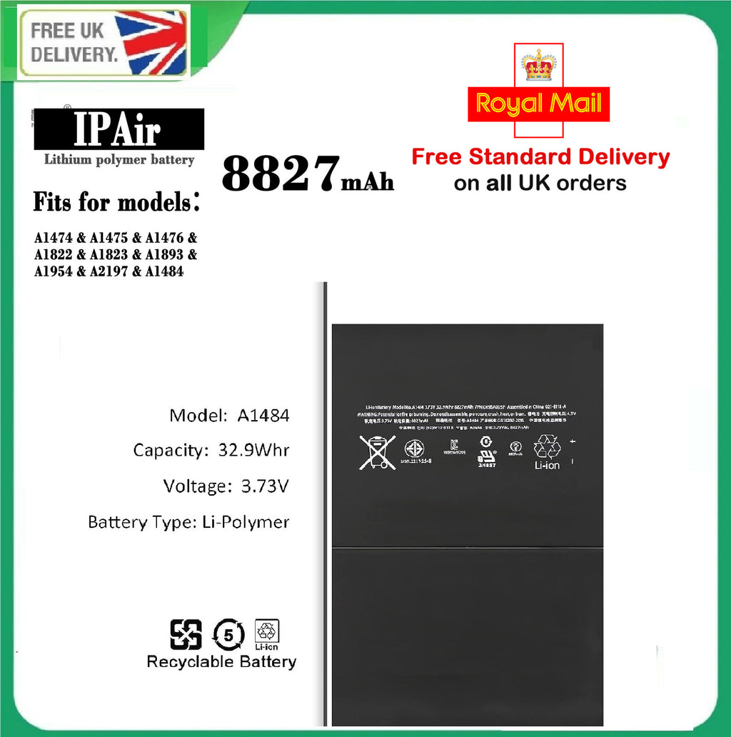 For iPad Air 1 iPad 5 8827mah A1484 A1474 1475 Replacement Battery for iPad 5