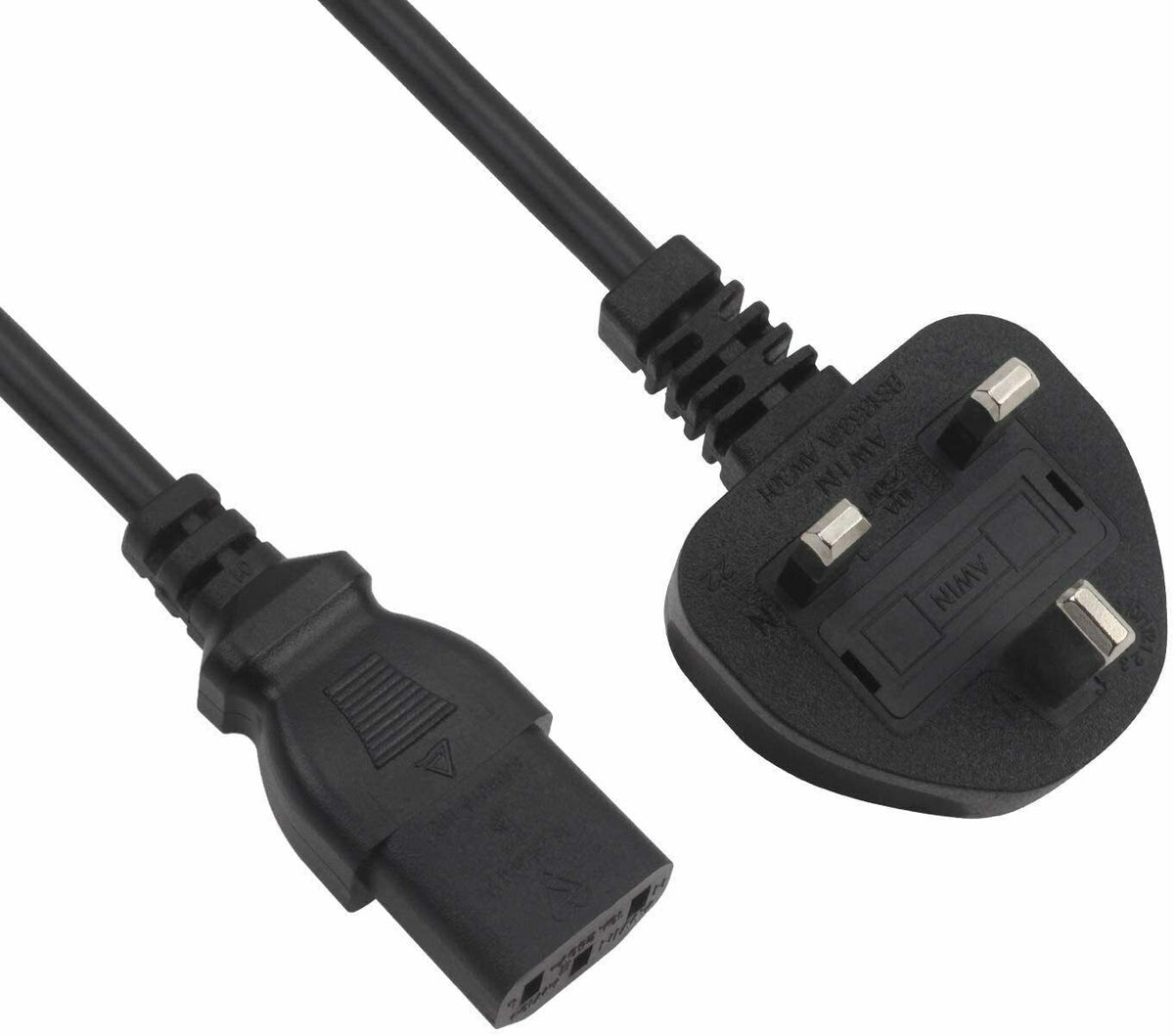 IEC Kettle Lead Power Cable 3 Pin UK Plug For PC Monitor TV C13 to BS1363 Lot