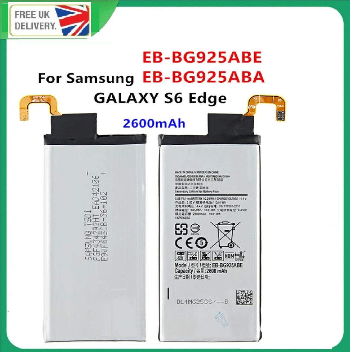 For Samsung Galaxy S6 EDGE SM-G925 Battery EB-BG925ABE Replacement