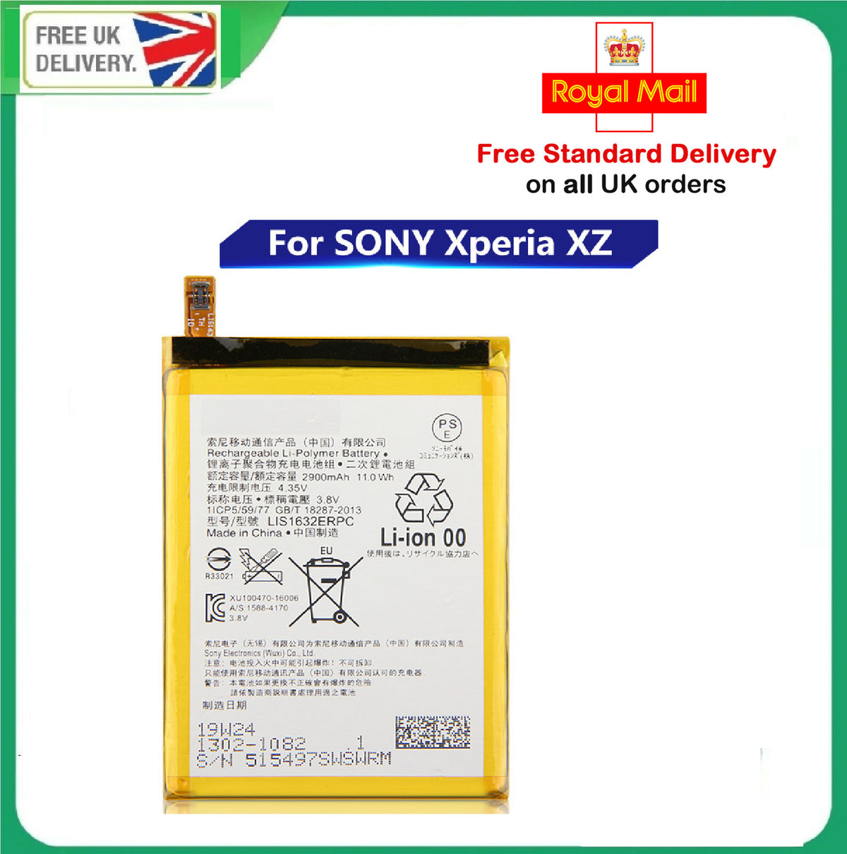 For Sony Xperia XZ Battery 2900mAh F8331 XZ Dual F8332 LIS1632ERPC SOV34