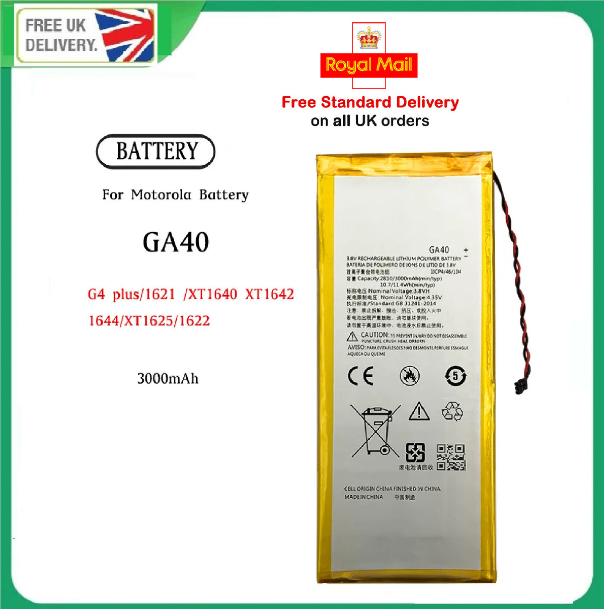 FOR Motorola Moto G4 /G4 Plus XT1625 XT1622 XT1644 XT1643 G4+ GA40 BATTERY