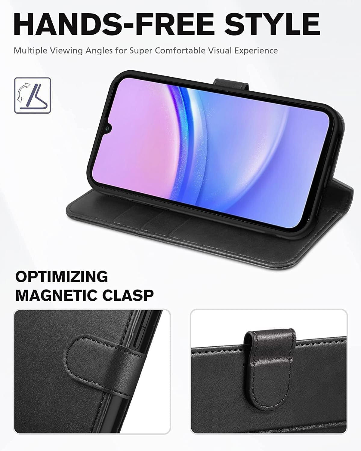 Samsung Galaxy A15 Shockproof Phone  Case Leather Wallet Flip Cover+screen Glass