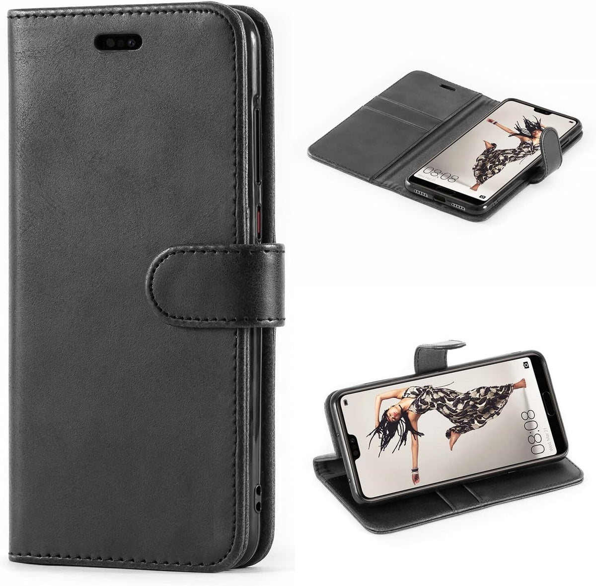 For Huawei P20 Pro Book Case Wallet Leather Flip Shockproof Wallet Book Cover