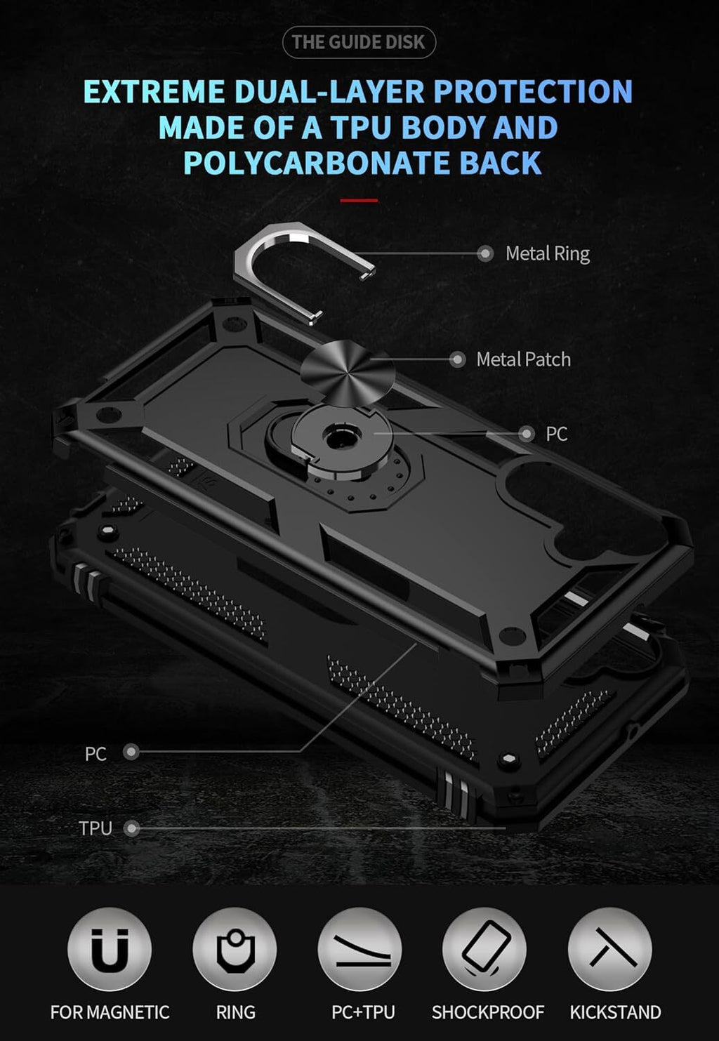 Case For Samsung Galaxy A15 TOUGH Shockproof ARMOUR Stand Phone Cover Ring Case